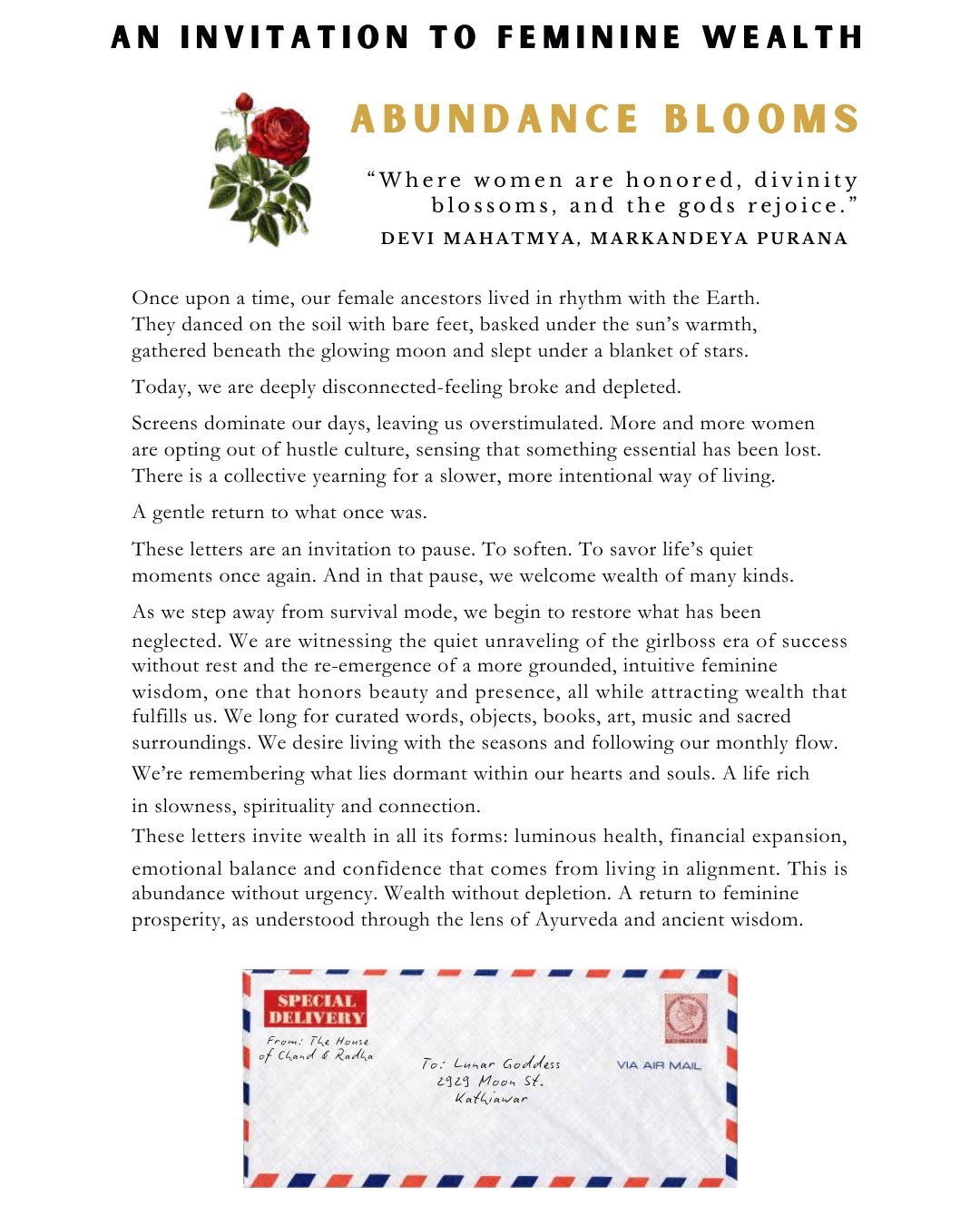 An Ayurvedic Path  to Wealth, Beauty and Manifesting